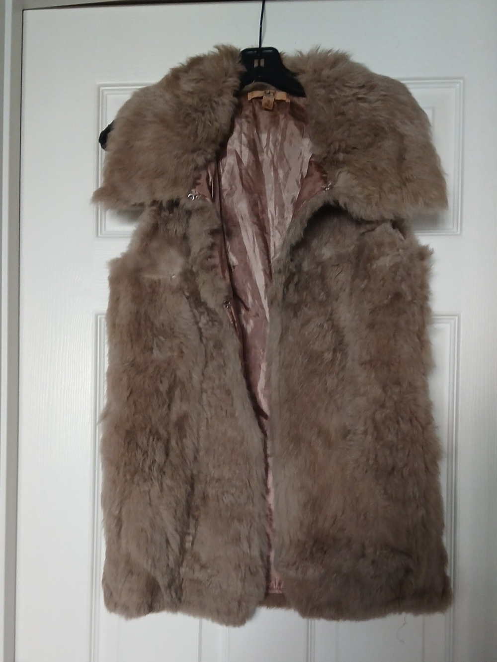 Ya Los Angeles Taupe Faux Fur Long Vest